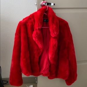 Fur red jacket